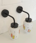 Vintage Italian Wall Sconces: Hand-Blown Glass, Retro 1970s Lighting (Set of 2)