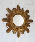Vintage Wall Mirror Gold Sunburst Decorative Mirror / Made in Italy 1970's / Hollywood Regency