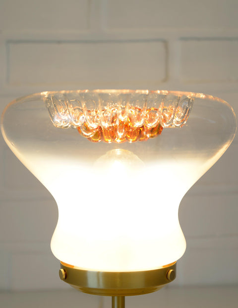 Vintage Mazzega Murano Glass Sconces: Brass Bar Lamps (Set of 4)