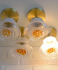Vintage Mazzega Murano Glass Sconces: Brass Bar Lamps (Set of 4)