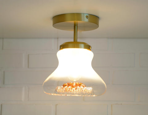 Vintage Mazzega Murano Glass Sconces: Brass Bar Lamps (Set of 4)