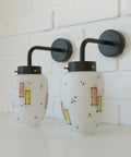Vintage Italian Wall Sconces: Hand-Blown Glass, Retro 1970s Lighting (Set of 2)