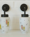 Vintage Italian Wall Sconces: Hand-Blown Glass, Retro 1970s Lighting (Set of 2)