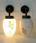Vintage Italian Wall Sconces: Hand-Blown Glass, Retro 1970s Lighting (Set of 2)