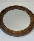 Large Vintage Oak Wood Wall Mirror: Hand-Carved Rustic Vanity Mirror