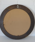 Large Vintage Oak Wood Wall Mirror: Hand-Carved Rustic Vanity Mirror