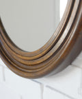 Large Vintage Oak Wood Wall Mirror: Hand-Carved Rustic Vanity Mirror