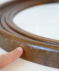 Large Vintage Oak Wood Wall Mirror: Hand-Carved Rustic Vanity Mirror