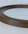 Large Vintage Oak Wood Wall Mirror: Hand-Carved Rustic Vanity Mirror