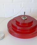 Vintage Red Plastic Pendant Lamp: Scandinavian Mid Century Modern Lighting
