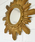 Vintage Wall Mirror Gold Sunburst Decorative Mirror / Made in Italy 1970's / Hollywood Regency