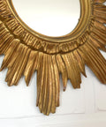 Vintage Wall Mirror Gold Sunburst Decorative Mirror / Made in Italy 1970's / Hollywood Regency