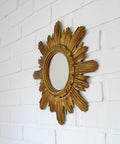 Vintage Wall Mirror Gold Sunburst Decorative Mirror / Made in Italy 1970's / Hollywood Regency