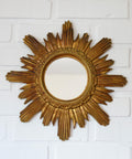 Vintage Wall Mirror Gold Sunburst Decorative Mirror / Made in Italy 1970's / Hollywood Regency