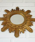 Vintage Wall Mirror Gold Sunburst Decorative Mirror / Made in Italy 1970's / Hollywood Regency