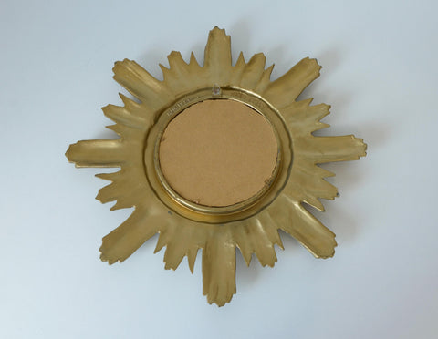 Vintage Wall Mirror Gold Sunburst Decorative Mirror / Made in Italy 1970's / Hollywood Regency