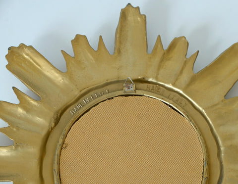 Vintage Wall Mirror Gold Sunburst Decorative Mirror / Made in Italy 1970's / Hollywood Regency