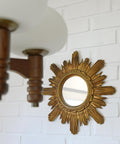 Vintage Wall Mirror Gold Sunburst Decorative Mirror / Made in Italy 1970's / Hollywood Regency