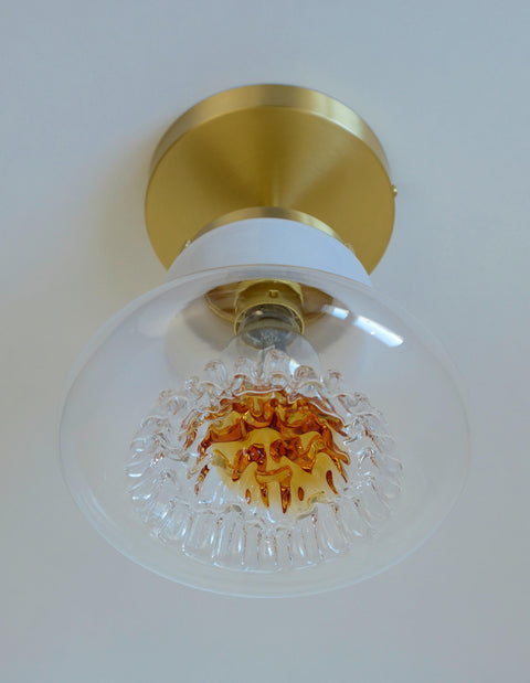 Vintage Mazzega Murano Glass Sconces: Brass Bar Lamps (Set of 4)