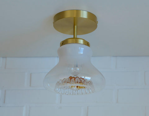 Vintage Mazzega Murano Glass Sconces: Brass Bar Lamps (Set of 4)