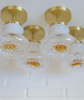 Vintage Mazzega Murano Glass Sconces: Brass Bar Lamps (Set of 4)