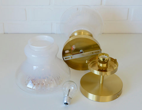 Vintage Mazzega Murano Glass Sconces: Brass Bar Lamps (Set of 4)