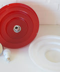 Vintage Red Plastic Pendant Lamp: Scandinavian Mid Century Modern Lighting