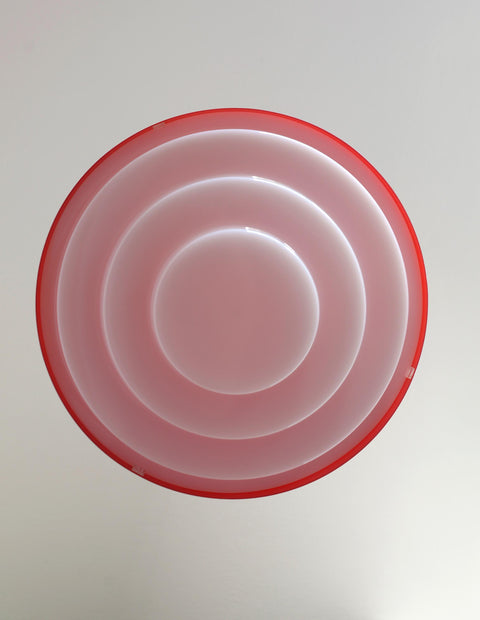Vintage Red Plastic Pendant Lamp: Scandinavian Mid Century Modern Lighting