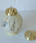 Art Deco Marbled Glass Pendant Lamp, Brushed Brass Fixture