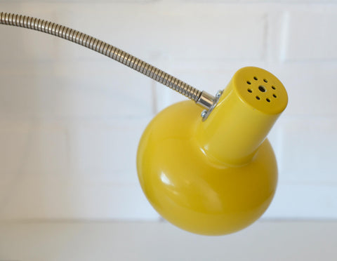 Vintage Yellow Clip Lamp: Space Age Gooseneck Bookshelf Light