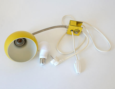 Vintage Yellow Clip Lamp: Space Age Gooseneck Bookshelf Light