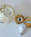 Art Deco Marbled Glass Pendant Lamp, Brushed Brass Fixture