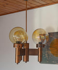 Vintage Copper Pendant Light / Mid Century Rustic Hanging Lamp / Brutalist Chandelier / Yugoslavia 1970's