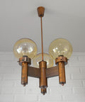 Vintage Copper Pendant Light / Mid Century Rustic Hanging Lamp / Brutalist Chandelier / Yugoslavia 1970's