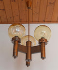 Vintage Copper Pendant Light / Mid Century Rustic Hanging Lamp / Brutalist Chandelier / Yugoslavia 1970's