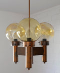 Vintage Copper Pendant Light / Mid Century Rustic Hanging Lamp / Brutalist Chandelier / Yugoslavia 1970's