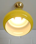 Vintage Avocado Green Glass Pendant Lamp / Semi Flush Mount / Hanging Light / Chandelier, Yugoslavia 1970's