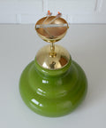 Vintage Avocado Green Glass Pendant Lamp / Semi Flush Mount / Hanging Light / Chandelier, Yugoslavia 1970's