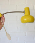Vintage Yellow Clip Lamp: Space Age Gooseneck Bookshelf Light