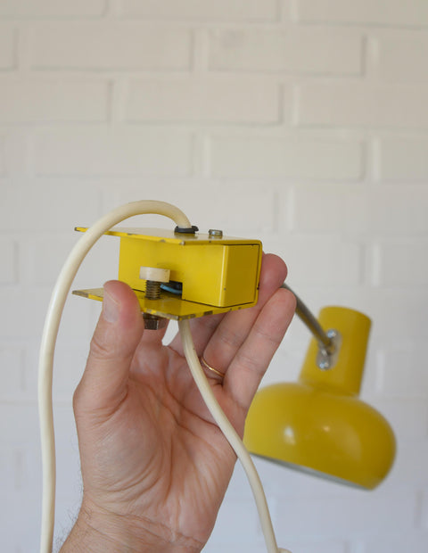 Vintage Yellow Clip Lamp: Space Age Gooseneck Bookshelf Light