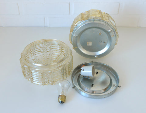 Pair of Wall Sconces / Vintage Ceiling Light / Flush Mount Fixtures 1970's