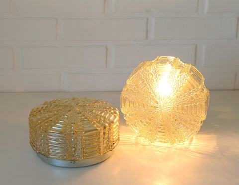 Pair of Wall Sconces / Vintage Ceiling Light / Flush Mount Fixtures 1970's