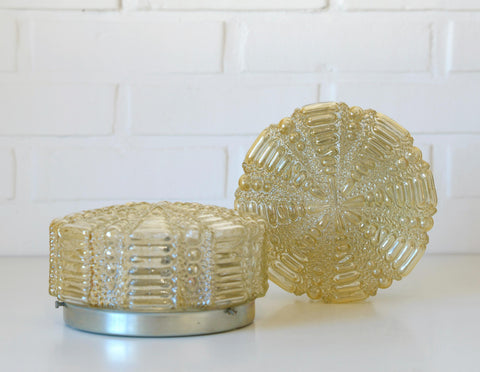 Pair of Wall Sconces / Vintage Ceiling Light / Flush Mount Fixtures 1970's