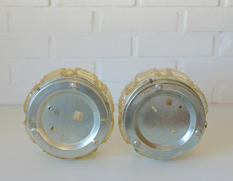Pair of Wall Sconces / Vintage Ceiling Light / Flush Mount Fixtures 1970's
