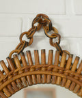 Vintage Bamboo Sunburst Wall Mirror / Mid Century Boho Decor 1970's