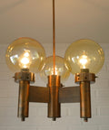 Vintage Copper Pendant Light / Mid Century Rustic Hanging Lamp / Brutalist Chandelier / Yugoslavia 1970's