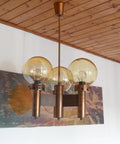 Vintage Copper Pendant Light / Mid Century Rustic Hanging Lamp / Brutalist Chandelier / Yugoslavia 1970's
