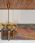 Vintage Copper Pendant Light / Mid Century Rustic Hanging Lamp / Brutalist Chandelier / Yugoslavia 1970's