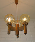 Vintage Copper Pendant Light / Mid Century Rustic Hanging Lamp / Brutalist Chandelier / Yugoslavia 1970's