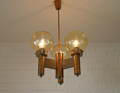 Vintage Copper Pendant Light / Mid Century Rustic Hanging Lamp / Brutalist Chandelier / Yugoslavia 1970's